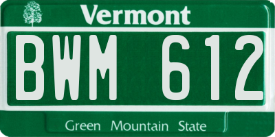 VT license plate BWM612