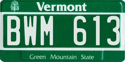 VT license plate BWM613