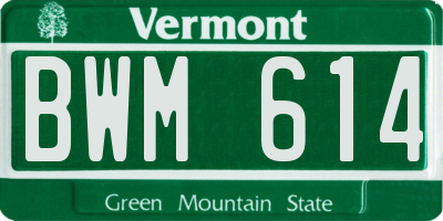 VT license plate BWM614