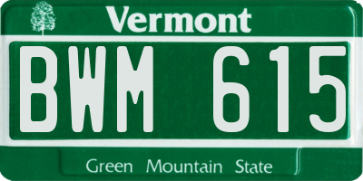 VT license plate BWM615