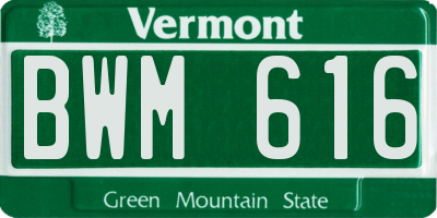 VT license plate BWM616