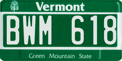 VT license plate BWM618