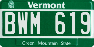 VT license plate BWM619