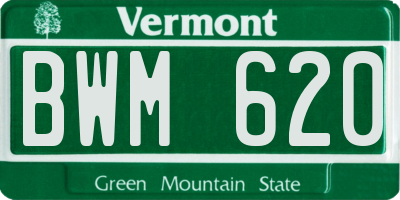 VT license plate BWM620