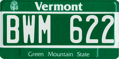 VT license plate BWM622