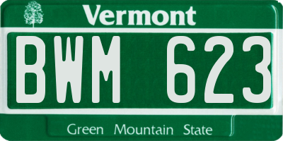 VT license plate BWM623