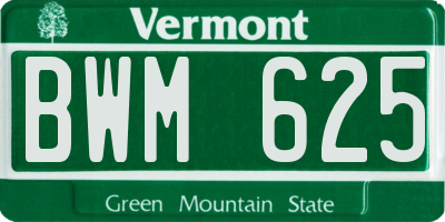 VT license plate BWM625