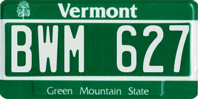 VT license plate BWM627
