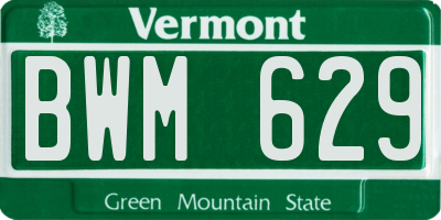 VT license plate BWM629