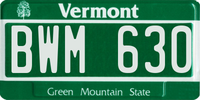 VT license plate BWM630