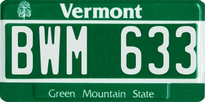 VT license plate BWM633