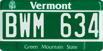 VT license plate BWM634