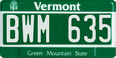 VT license plate BWM635