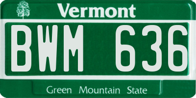 VT license plate BWM636