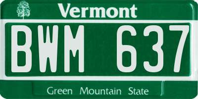 VT license plate BWM637