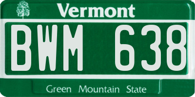 VT license plate BWM638