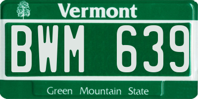 VT license plate BWM639