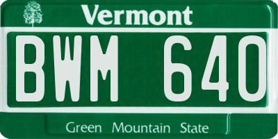VT license plate BWM640