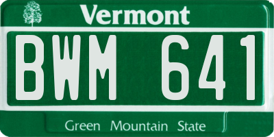 VT license plate BWM641