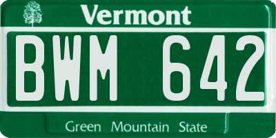 VT license plate BWM642