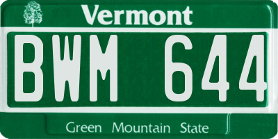 VT license plate BWM644