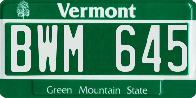 VT license plate BWM645