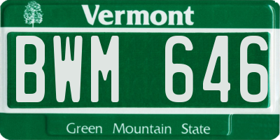 VT license plate BWM646