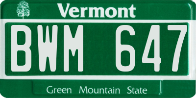 VT license plate BWM647