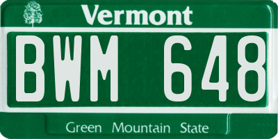 VT license plate BWM648