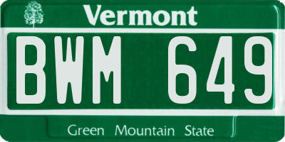 VT license plate BWM649