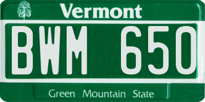 VT license plate BWM650