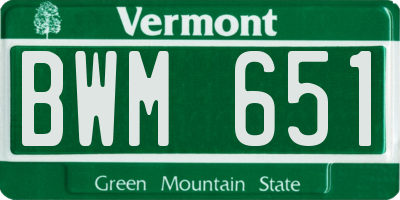 VT license plate BWM651