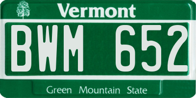 VT license plate BWM652