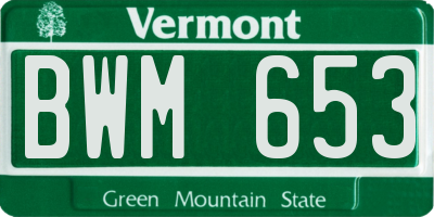 VT license plate BWM653