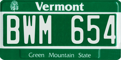 VT license plate BWM654