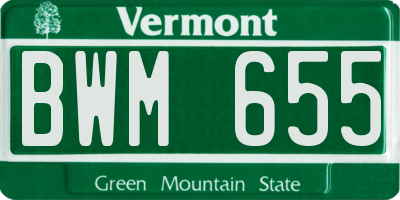 VT license plate BWM655