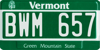VT license plate BWM657