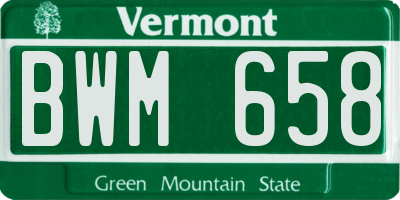 VT license plate BWM658