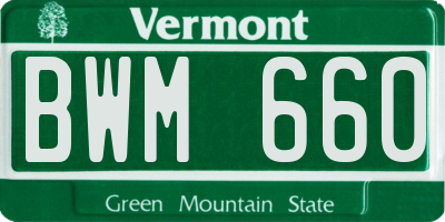 VT license plate BWM660