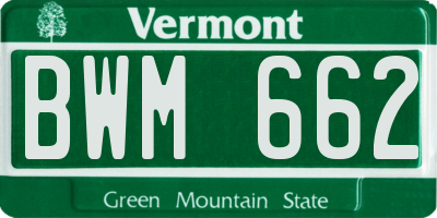 VT license plate BWM662