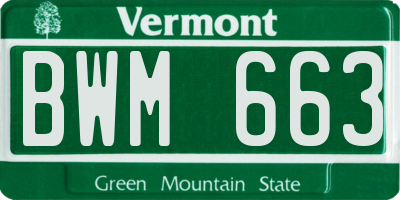 VT license plate BWM663