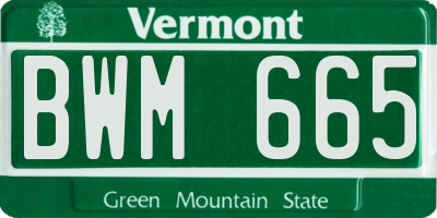 VT license plate BWM665