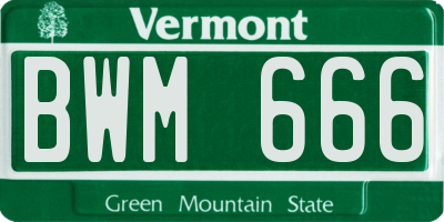 VT license plate BWM666