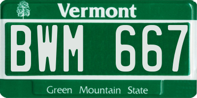 VT license plate BWM667