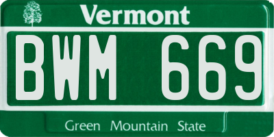 VT license plate BWM669