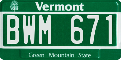 VT license plate BWM671