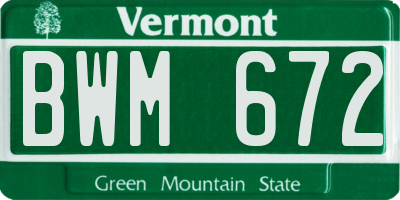 VT license plate BWM672
