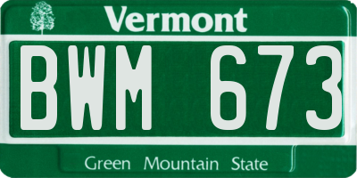 VT license plate BWM673