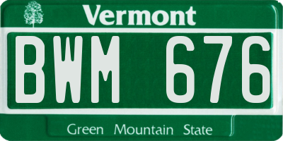 VT license plate BWM676