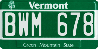 VT license plate BWM678